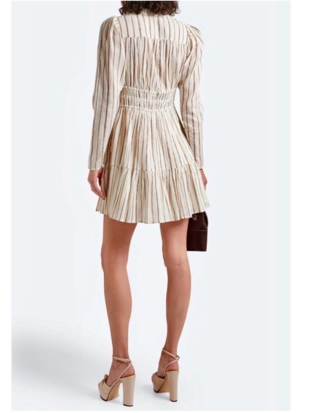 Ulla Johnson Rosalind Mini Dress Women’s Size 4 Lurex Stripe Cream NWT - Picture 4 of 13
